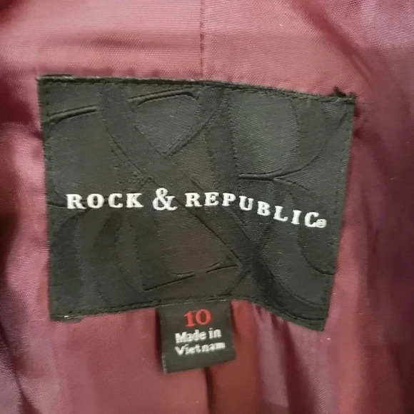 Rock & Republic Burgundy/Wine Metallic Jacket - Picture 3 of 4